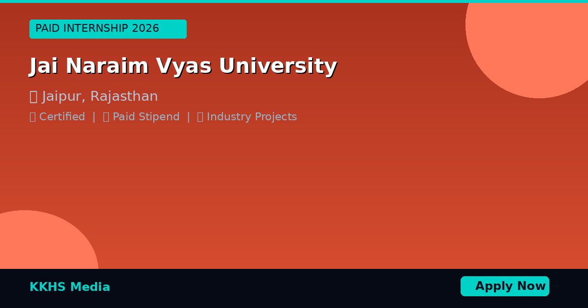 Internship for Jai Naraim Vyas University Students 2026