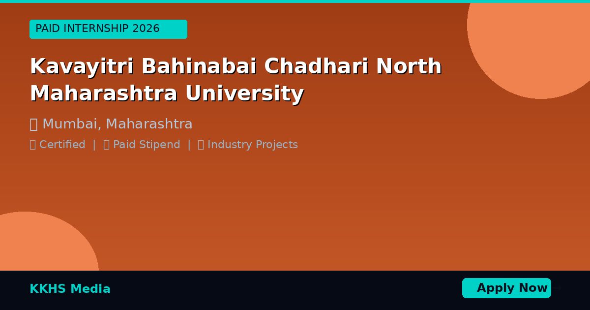 Internship for Kavayitri Bahinabai Chadhari North Maharashtra University Students 2026