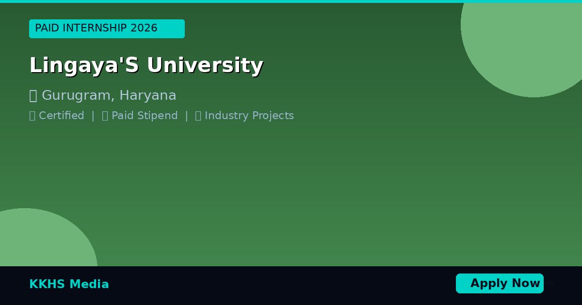 Internship Opportunities for Lingaya'S University Students 2026