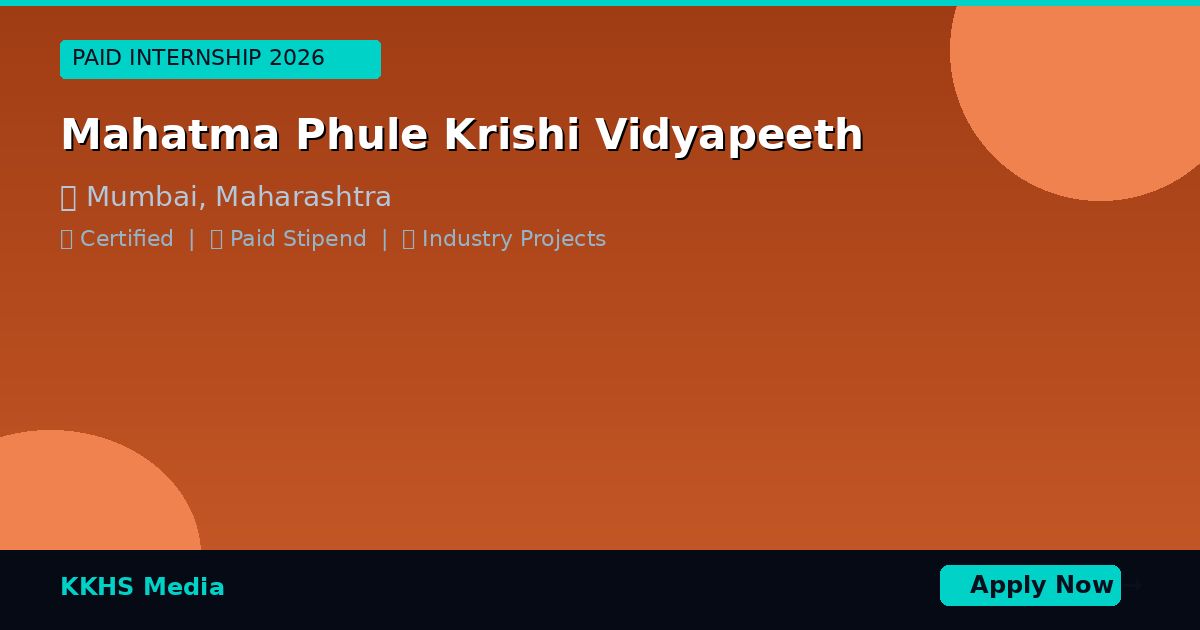 Internship for Mahatma Phule Krishi Vidyapeeth Students 2026